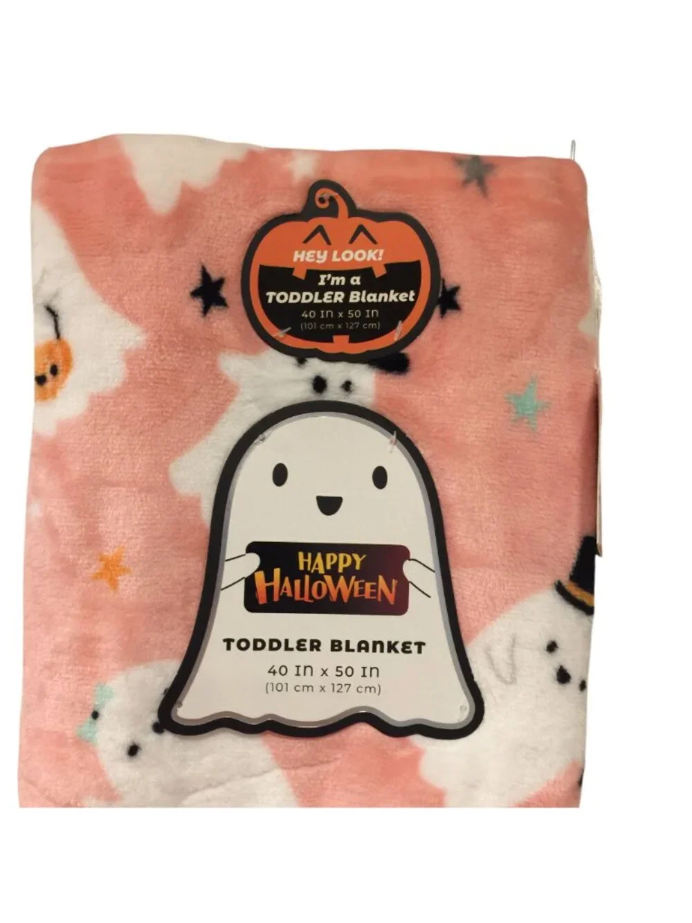 Happy Halloween Pink Baby Ghost Characters Toddler Plush Blanket 40